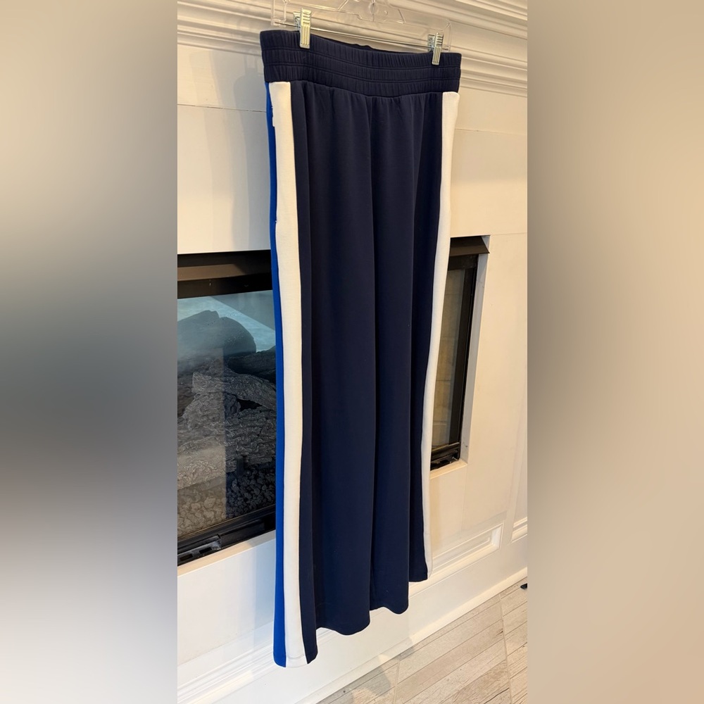 SPANX AirEssentials Navy and White/Royal Blue Track Pants EUC! XL